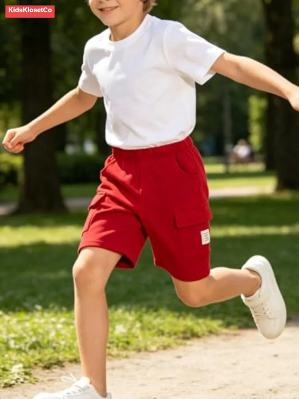 4 Pack Boys Cargo Shorts Elastic Waist Jogger Athletic Shorts with Pockets